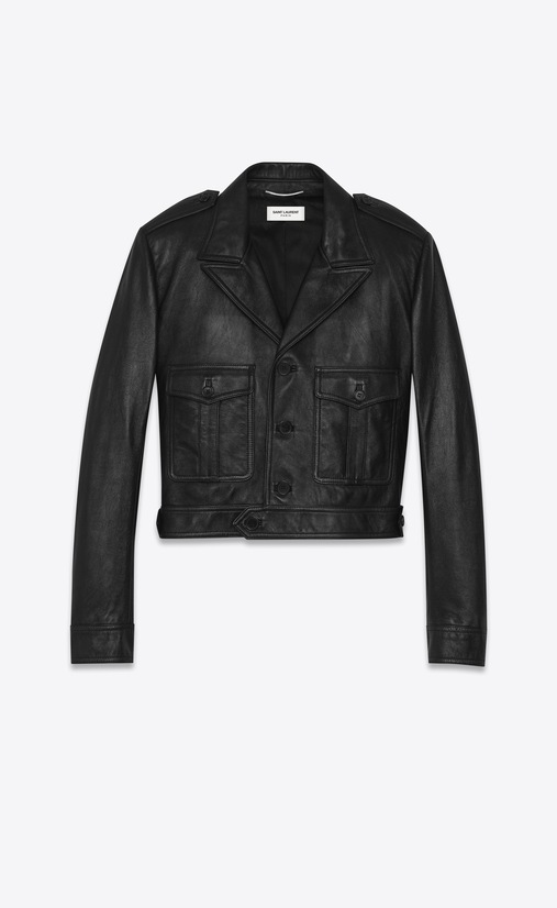Black leather aviator jacket